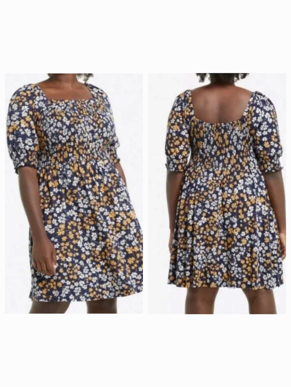 Draper James Jo Dee Dress Floral Smocked 3X Puff Sleeve Blue Cottagecore NWT